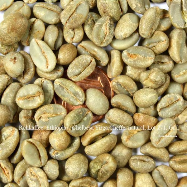 Rohkaffee: Ethiopia – Chelbesa Yirga Cheffe, natural, Lot 271, Gr 1 ©rohkaffeebohnen.de